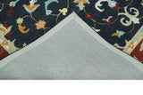 Hand Tufted Black, Rust and Beige Persian Style Wool Area Rug