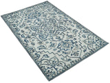 Hand Tufted Blue and Ivory Wool Textured Loop 5x8 Area Rug