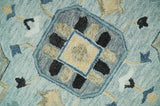 Hand Tufted Blue, Camel and Ivory Medallion Design Wool Area Rug