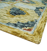 Hand Tufted Blue, Rust and Moss Gold Colorful Wool Area Rug