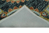 Hand Tufted Blue, Rust and Moss Gold Colorful Wool Area Rug