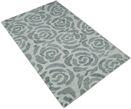 Hand Tufted Contemporary Gray and Silver Wool Area Rug