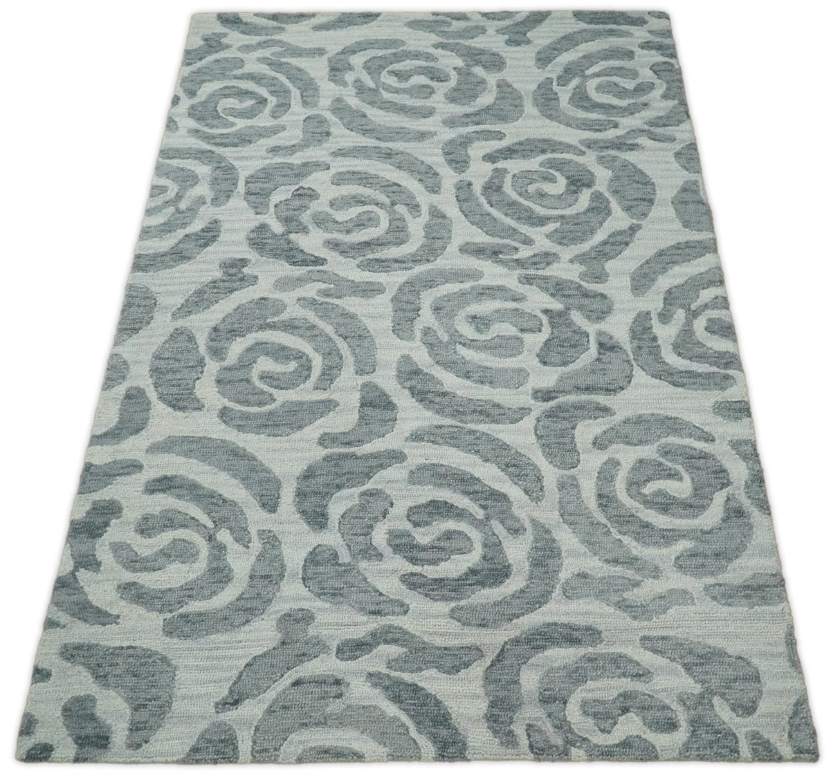 Hand Tufted Contemporary Gray and Silver Wool Area Rug