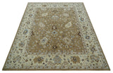 Hand Tufted Earthy Camel and Beige 8x10 Traditional Oushak Rug