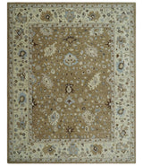 Hand Tufted Earthy Camel and Beige 8x10 Traditional Oushak Rug-Area Rug-Parc Decor