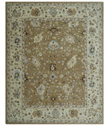 Hand Tufted Earthy Camel and Beige 8x10 Traditional Oushak Rug