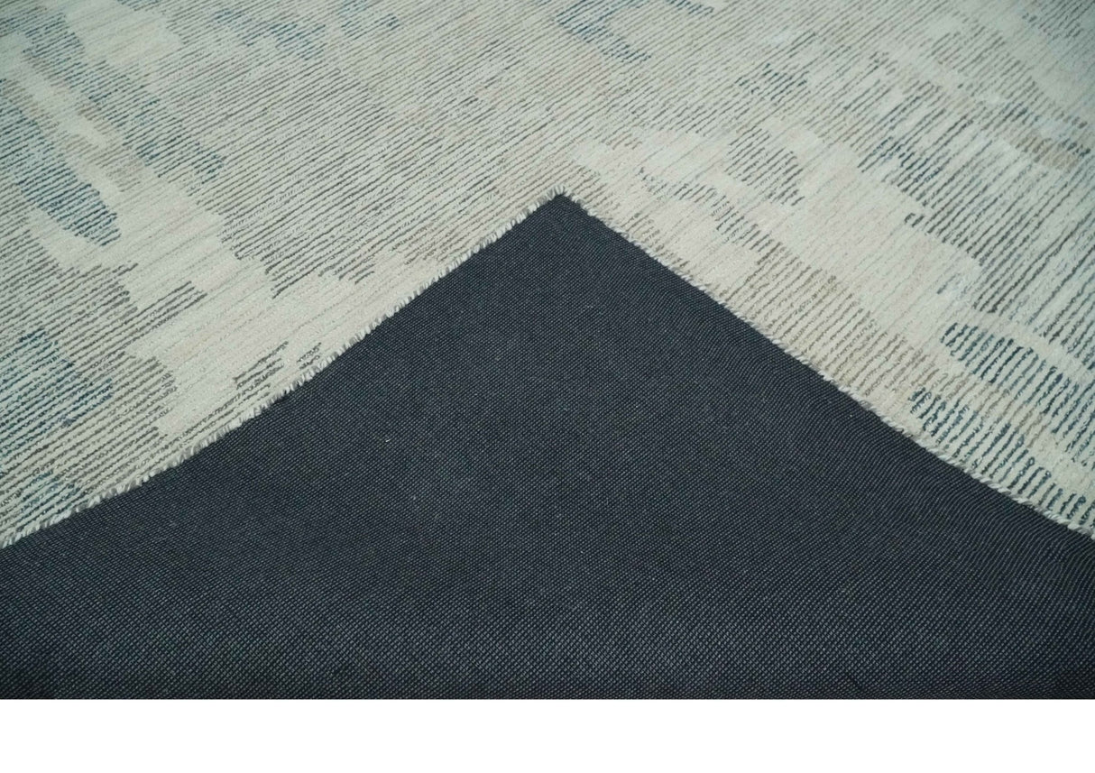 Hand Tufted Ivory, Beige and Charcoal Modern Abstract Design 8x10 Rug