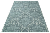 Hand Tufted Ivory, Gray and Blue Contemporary Style Wool Area Rug