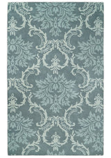 Hand Tufted Ivory, Gray and Blue Contemporary Style Wool Area Rug