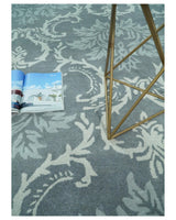 Hand Tufted Ivory, Gray and Blue Contemporary Style Wool Area Rug
