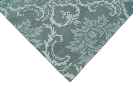 Hand Tufted Ivory, Gray and Blue Contemporary Style Wool Area Rug