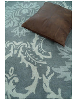 Hand Tufted Ivory, Gray and Blue Contemporary Style Wool Area Rug