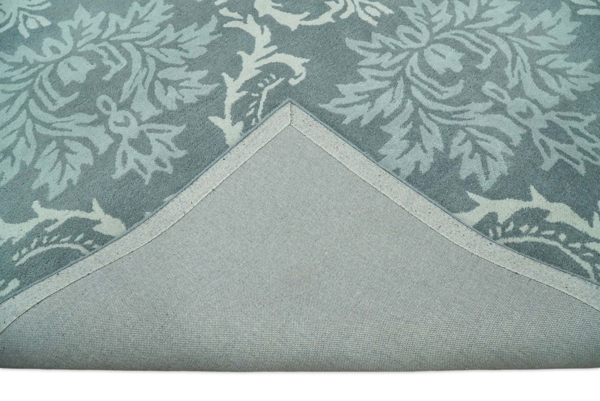 Hand Tufted Ivory, Gray and Blue Contemporary Style Wool Area Rug