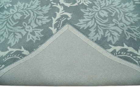 Hand Tufted Ivory, Gray and Blue Contemporary Style Wool Area Rug