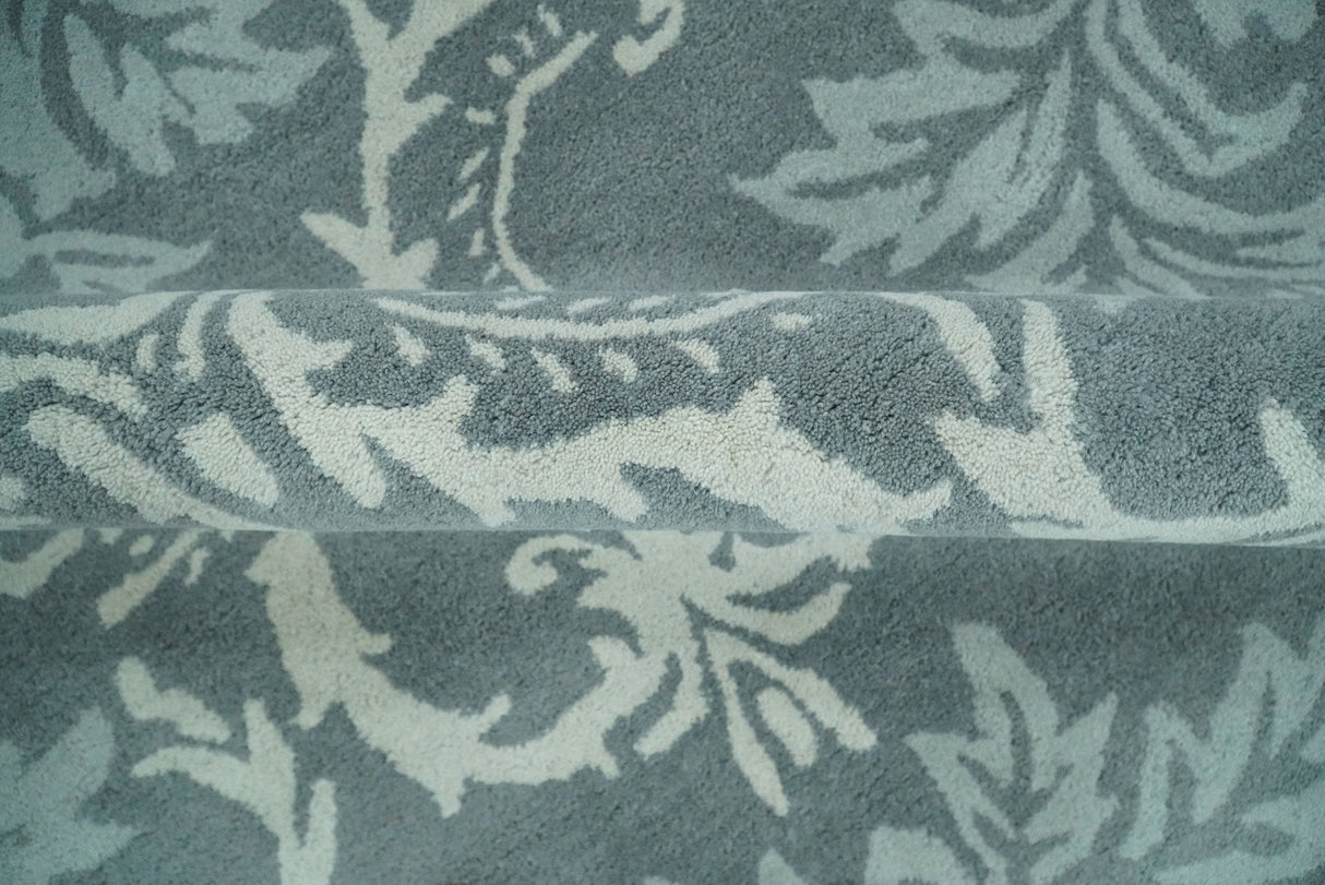 Hand Tufted Ivory, Gray and Blue Contemporary Style Wool Area Rug