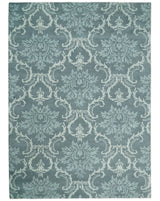 Hand Tufted Ivory, Gray and Blue Contemporary Style Wool Area Rug