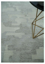Hand Tufted Ivory, Silver and Blue Modern Abstract Custom Made Wool Rug-Parc Decor