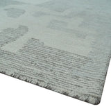 Hand Tufted Ivory, Silver and Blue Modern Abstract Custom Made Wool Rug-Parc Decor