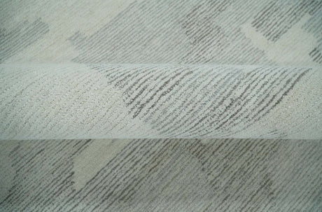 Hand Tufted Ivory, Silver and Blue Modern Abstract Custom Made wool Rug