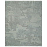 Hand Tufted Ivory, Silver and Blue Modern Abstract Custom Made Wool Rug-Parc Decor