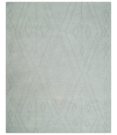 Hand Tufted Ivory Traditional Geometrical Moroccan Design Custom Made Rug