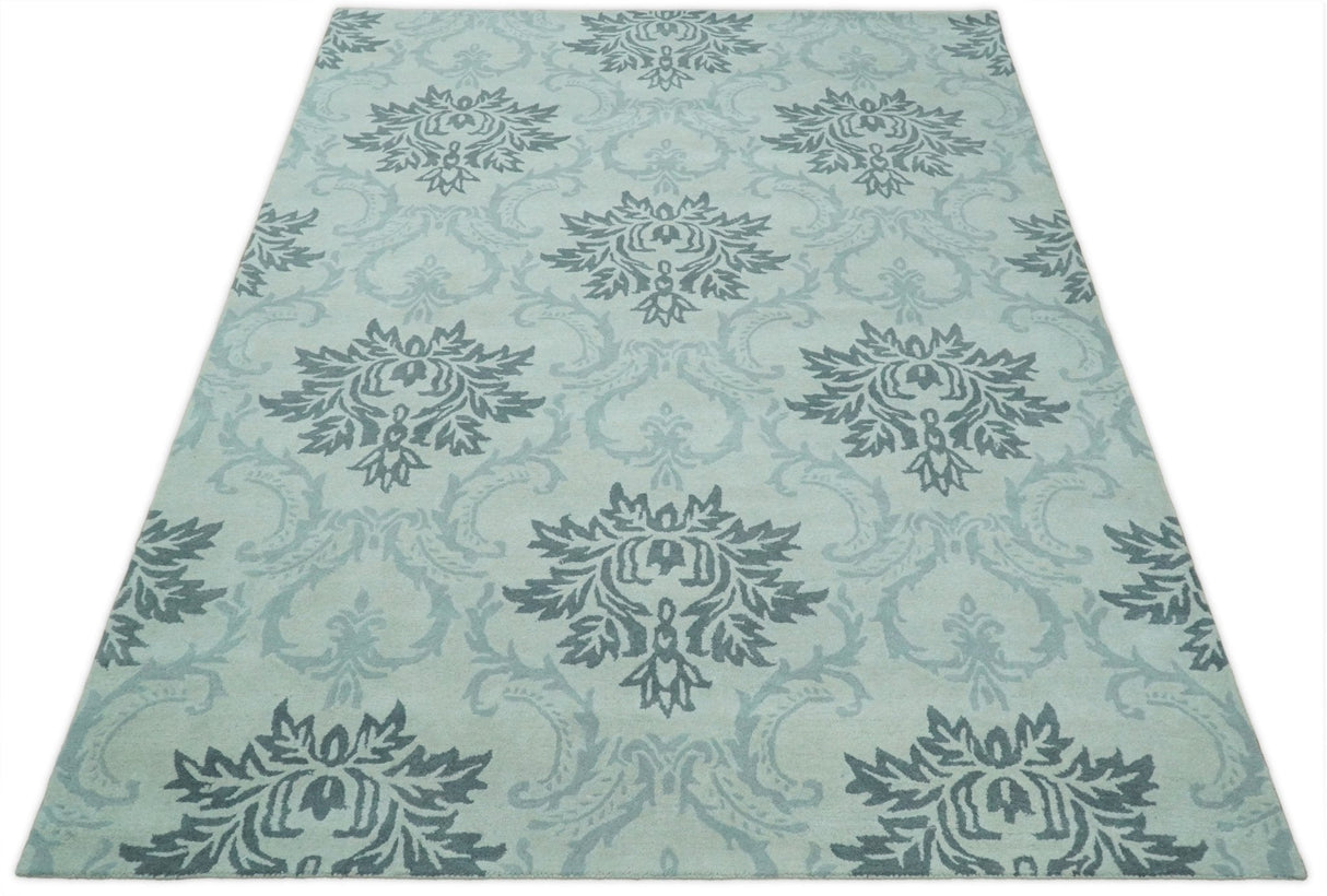 Hand Tufted Modern Ivory and Gray Wool Area rug