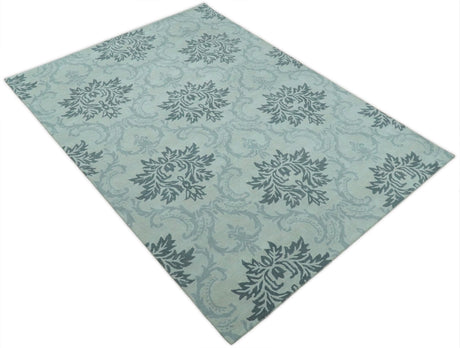 Hand Tufted Modern Ivory and Gray Wool Area rug