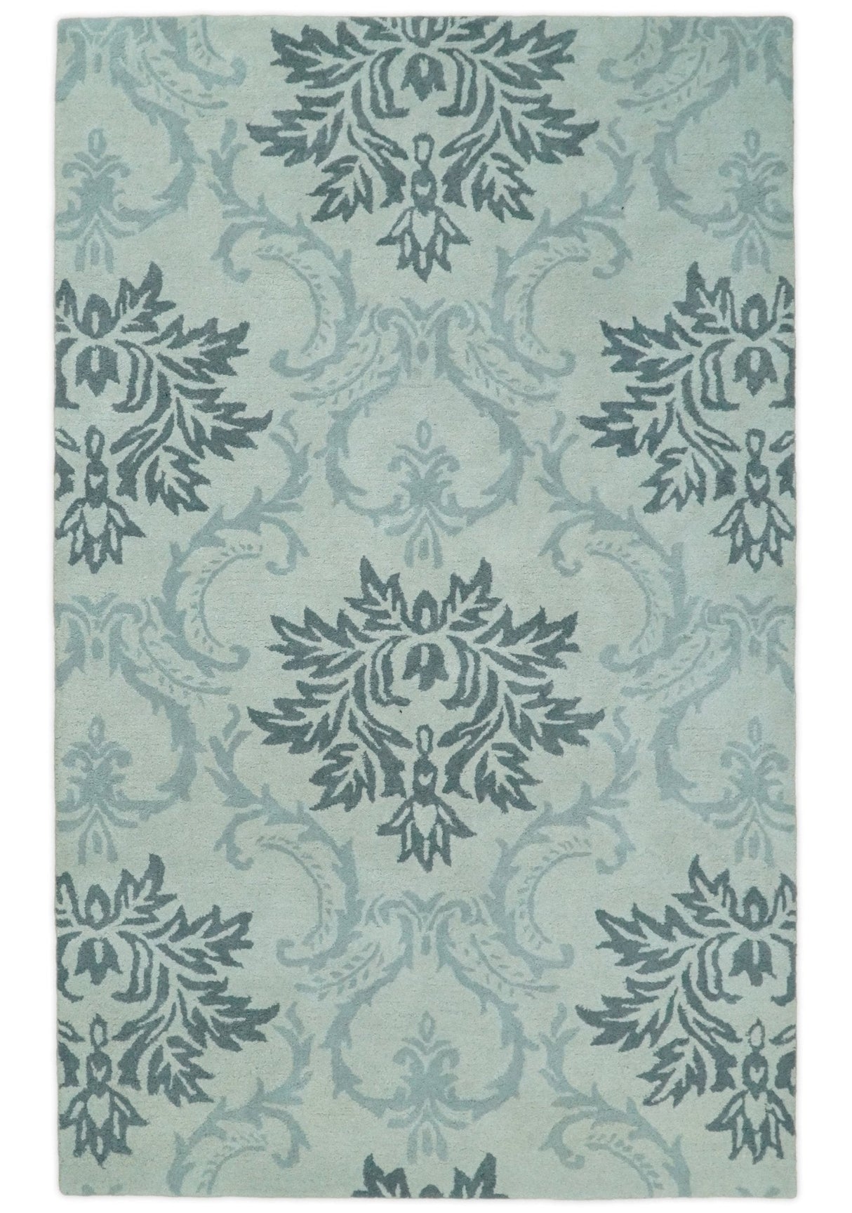 Hand Tufted Modern Ivory and Gray Wool Area rug