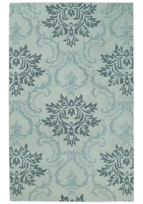 Hand Tufted Modern Ivory and Gray Wool Area rug