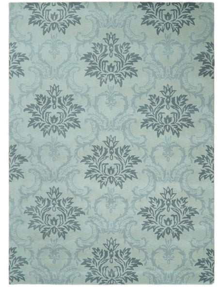 Hand Tufted Modern Ivory and Gray Wool Area rug