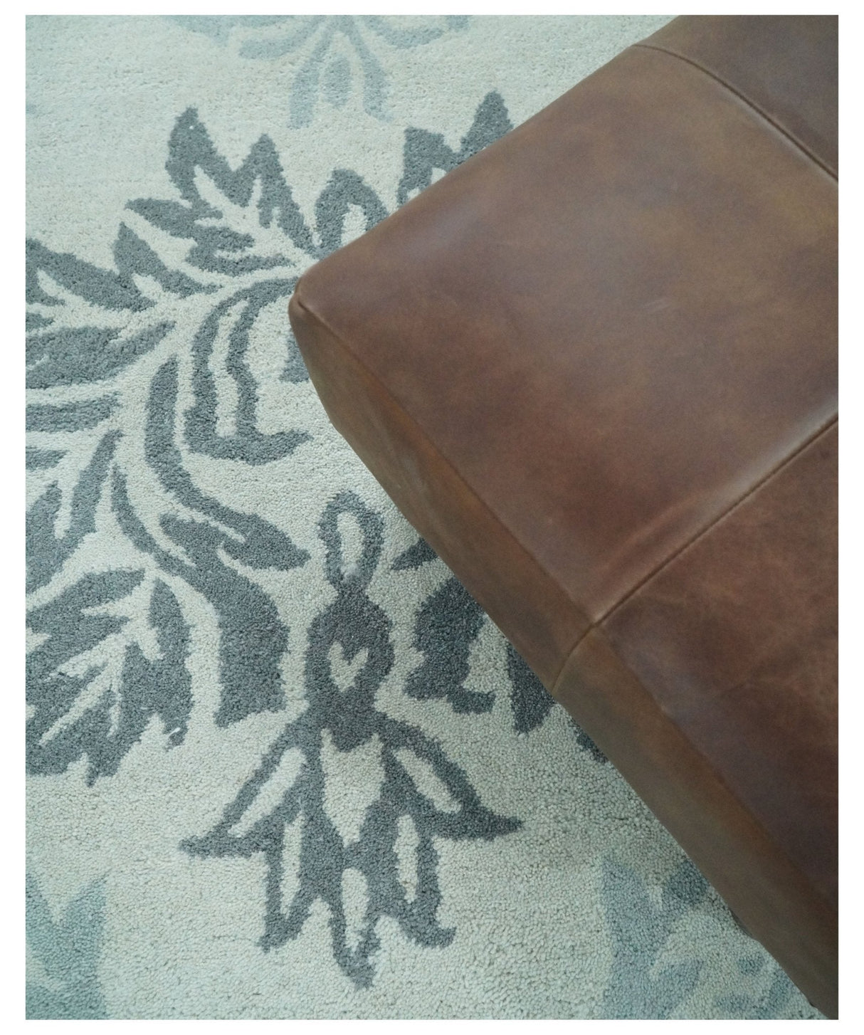 Hand Tufted Modern Ivory and Gray Wool Area rug