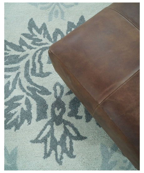 Hand Tufted Modern Ivory and Gray Wool Area rug
