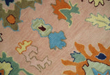Hand Tufted Pink Peach and Gold Modern Colorful Oushak Rug