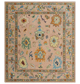 Hand Tufted Pink Peach and Gold Modern Colorful Oushak Rug
