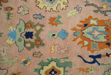 Hand Tufted Pink Peach and Gold Modern Colorful Oushak Rug
