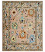 Hand Tufted Pink Peach and Gold Modern Colorful Oushak Rug