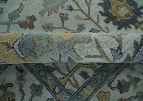 Hand Tufted Silver and Blue Donegal Oushak Rug, Multi Size Living Room and Bedroom Rug
