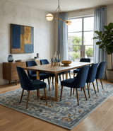 Hand Tufted Silver and Blue Donegal Oushak Rug, Multi Size Living Room and Bedroom Rug