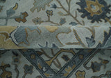 Hand Tufted Silver and Blue Donegal Oushak Rug, Multi Size Living Room and Bedroom Rug