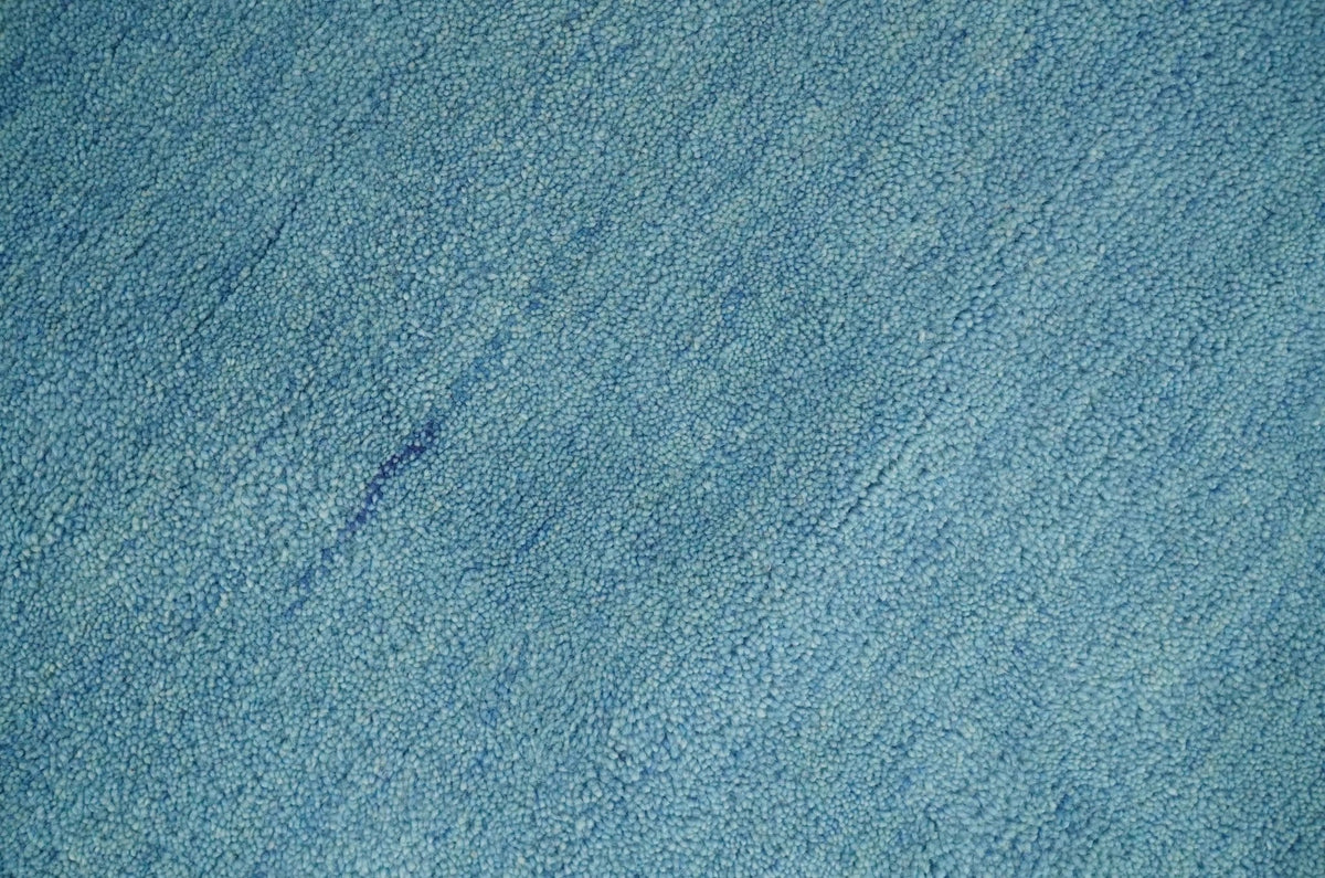 Hand Tufted Solid Plane Light Blue Woolen wool Area Rug