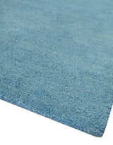 Hand Tufted Solid Plane Light Blue Woolen wool Area Rug