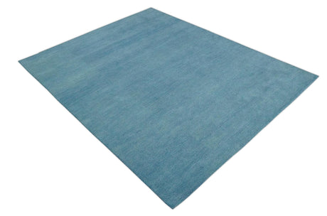 Hand Tufted Solid Plane Light Blue Woolen wool Area Rug