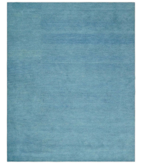 Hand Tufted Solid Plane Light Blue Woolen wool Area Rug