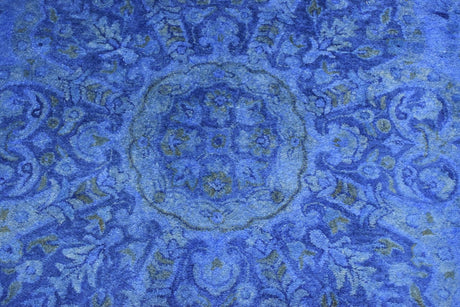 Hand Tufted Traditional Design Blue Overdyed Wool Area Rug