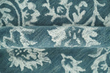 Hand Tufted Traditional Teal and Ivory Wool Area Rug