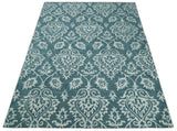 Hand Tufted Traditional Teal and Ivory Wool Area Rug
