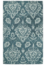 Hand Tufted Traditional Teal and Ivory Wool Area Rug