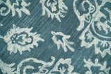 Hand Tufted Traditional Teal and Ivory Wool Area Rug