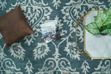 Hand Tufted Traditional Teal and Ivory Wool Area Rug