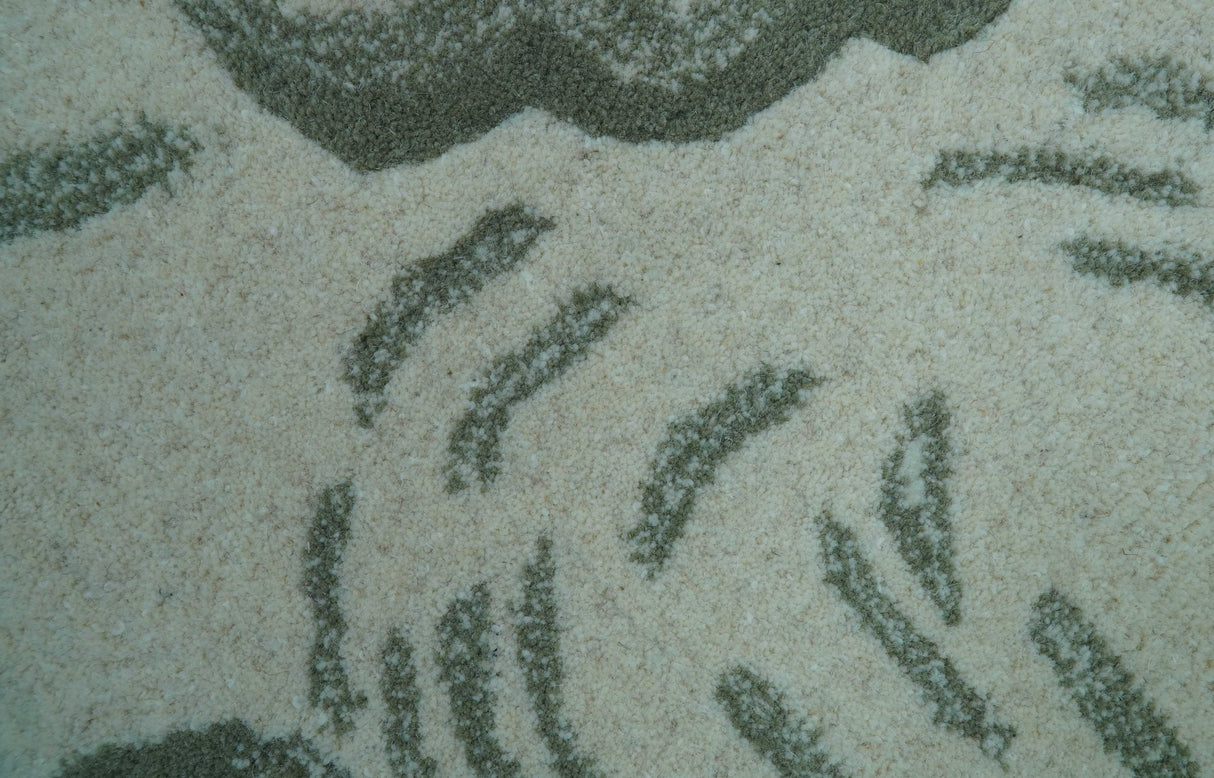 Hand Tufted White Animal Elephant 2x3 Wool Area Rug-Parc Decor